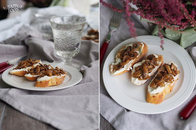 Брускетты с крем-сыром и грибами image:1
